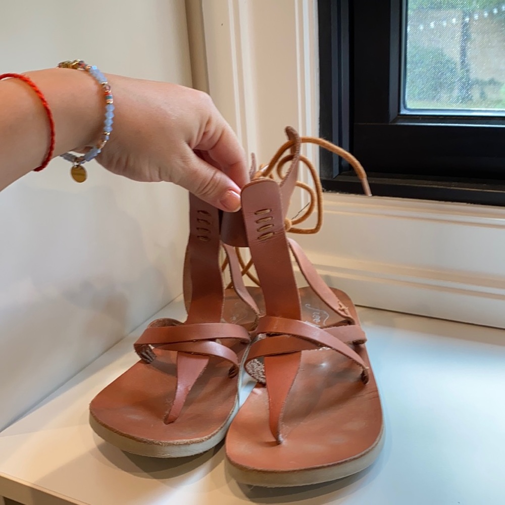 Free people lace up brown sandals